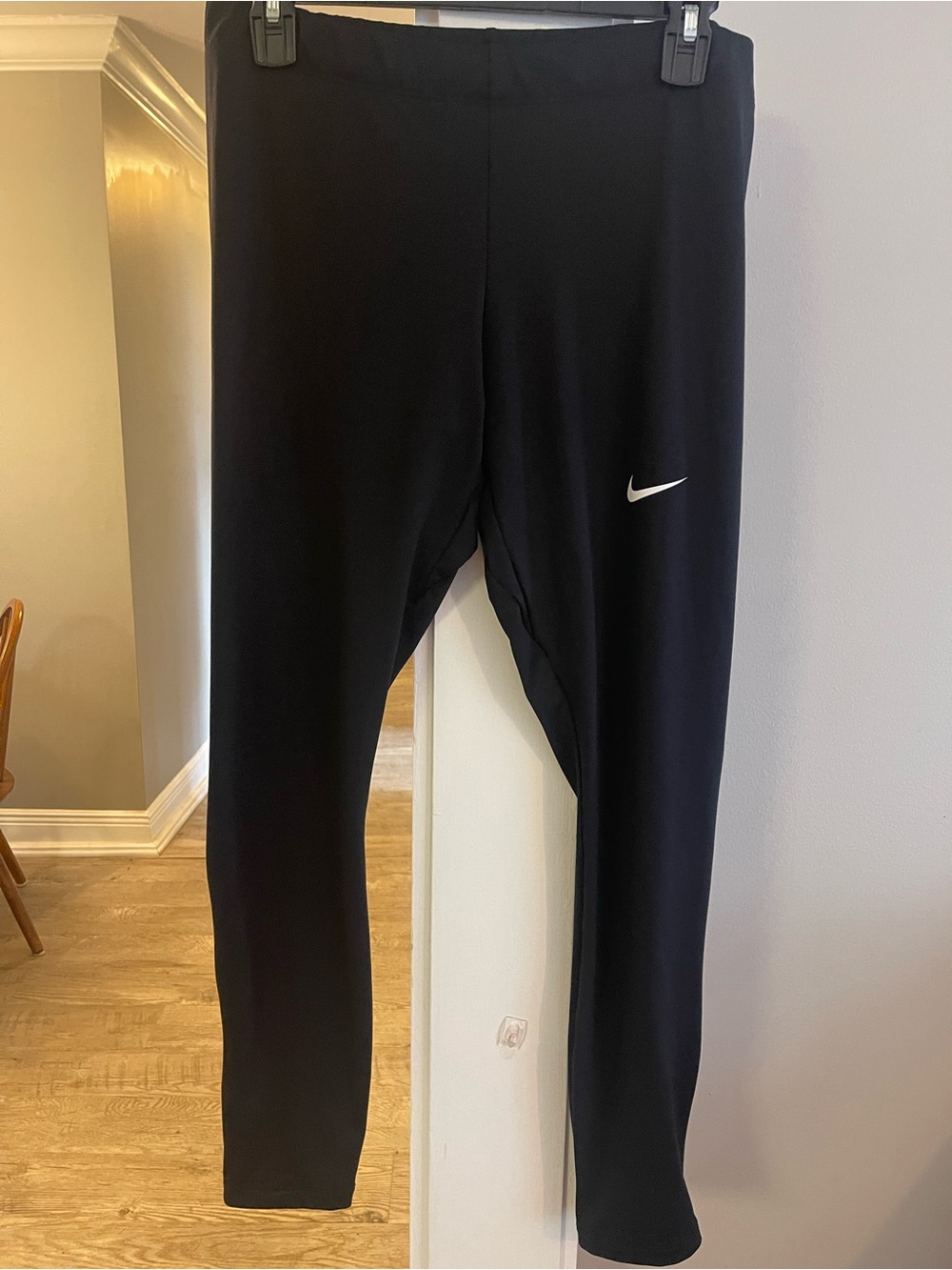Nike women’s dry fit Leggings with White Swoosh and ankle zip